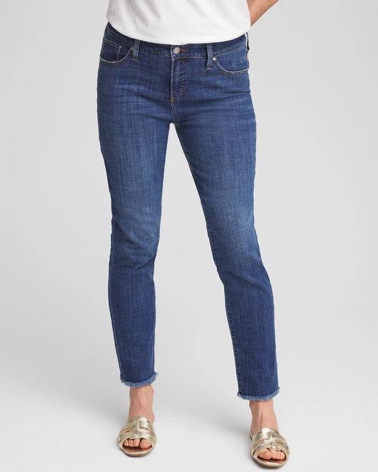 Chico's Women | Girlfriend Slim Frayed Ankle Jeans KAILUA INDIGO