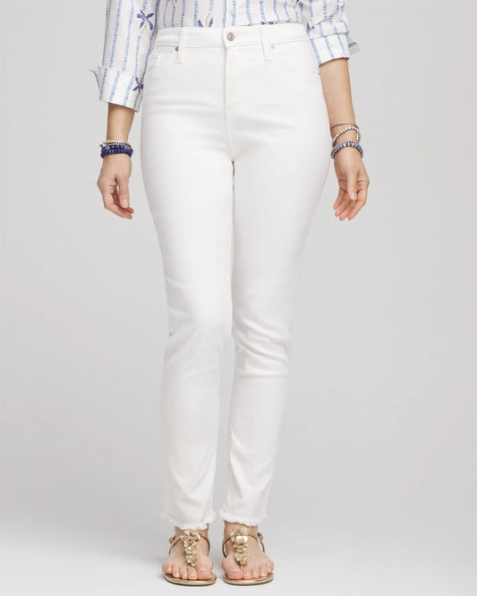 Chico's Women | No-Stain Girlfriend Frayed Ankle Jeans ALABASTER