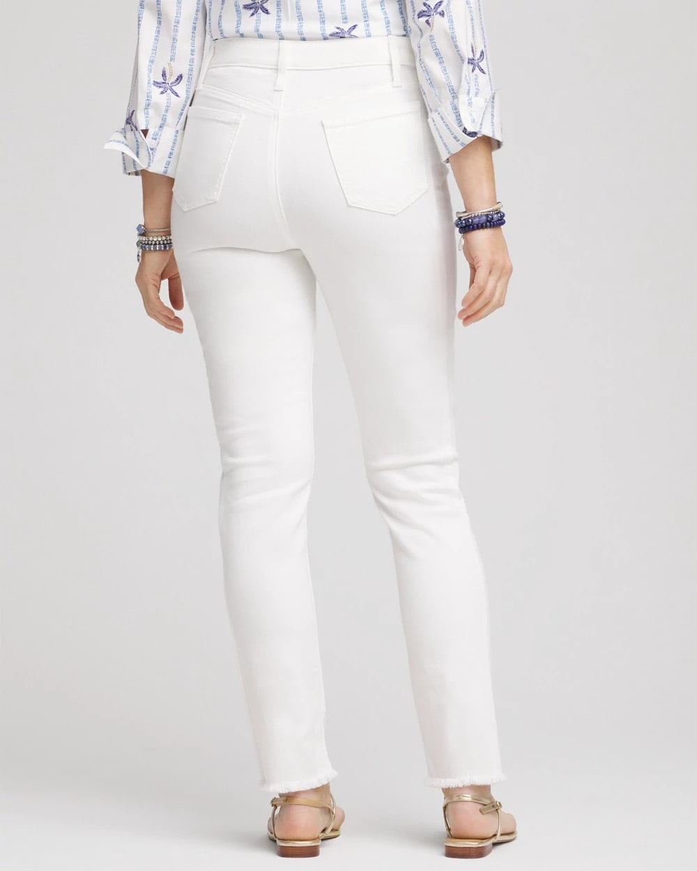 Chico's Women | No-Stain Girlfriend Frayed Ankle Jeans ALABASTER