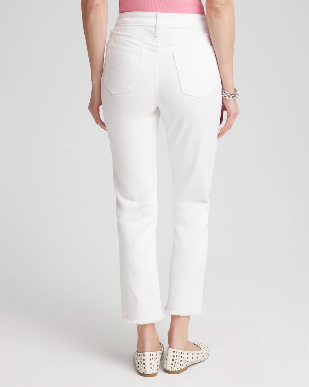 Chico's Women | Girlfriend Frayed Cropped No Stain Jeans ALABASTER