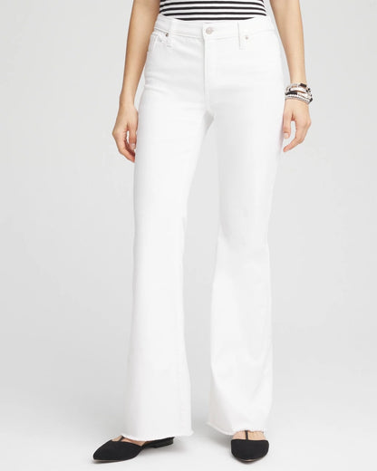 Chico's Women | Girlfriend No Stain Frayed Flared Jeans ALABASTER