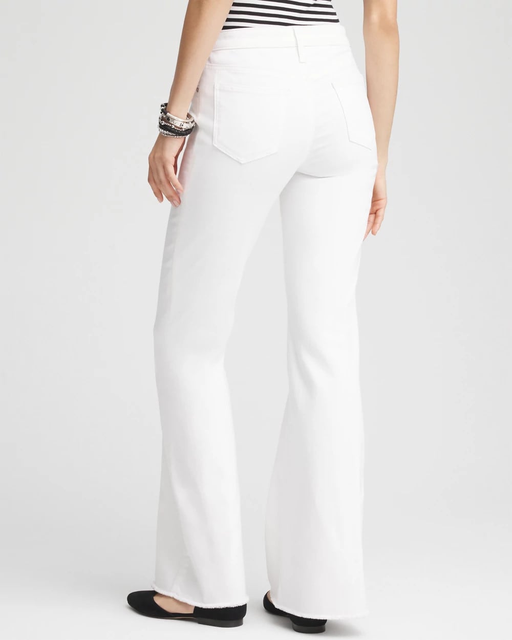 Chico's Women | Girlfriend No Stain Frayed Flared Jeans ALABASTER