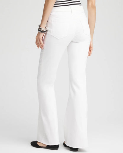 Chico's Women | Girlfriend No Stain Frayed Flared Jeans ALABASTER