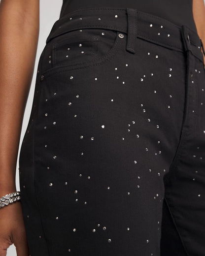 Chico's Women | Stone Embellished Girlfriend Slim Ankle Jeans BLACK