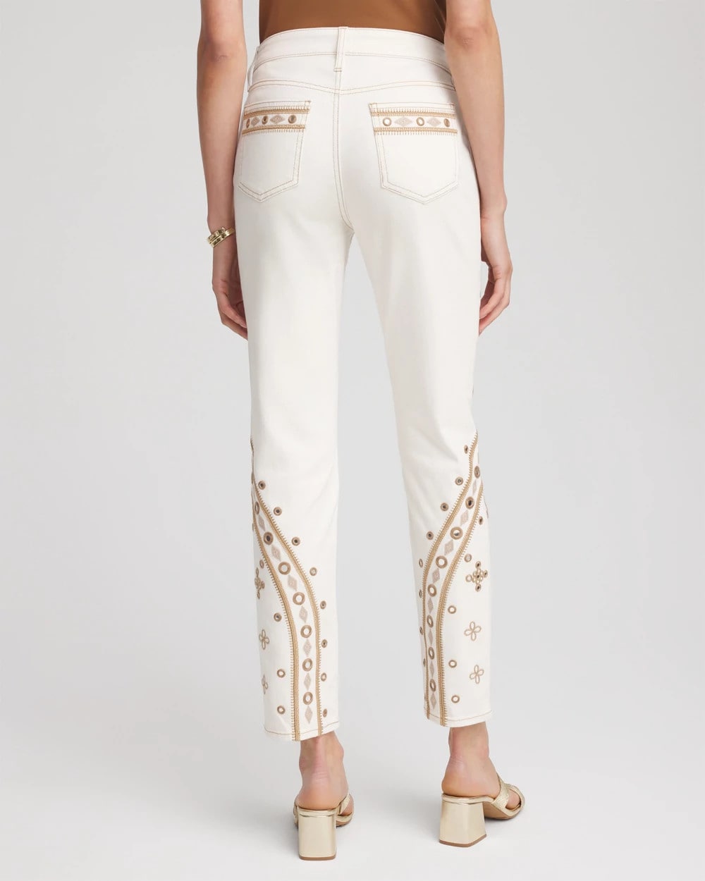 Chico's Women | Embellished Girlfriend Slim Ankle Jeans SEA SALT