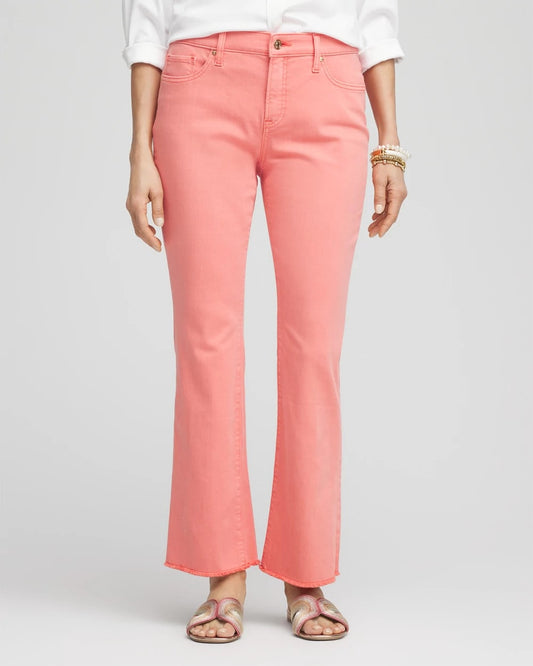 Chico's Women | Girlfriend Fray Hem Kick Flare Jeans MELON MAMBO