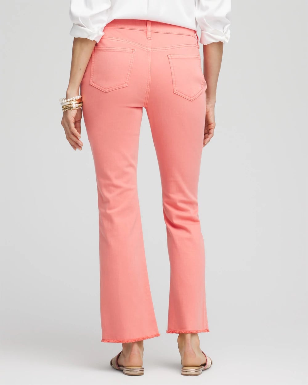 Chico's Women | Girlfriend Fray Hem Kick Flare Jeans MELON MAMBO
