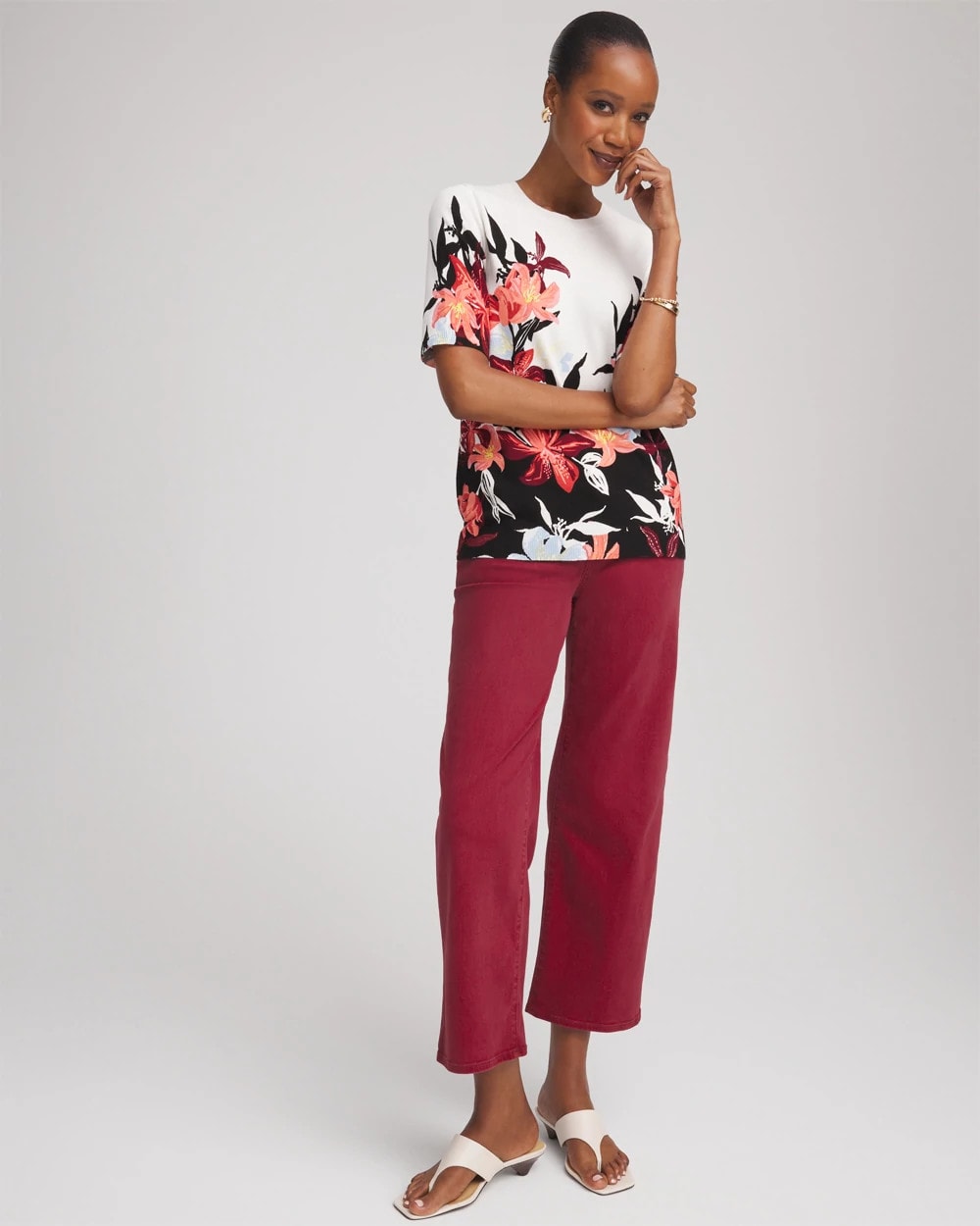Chico's Women | Girlfriend Cropped Wide-Leg Jean RUSSET RED
