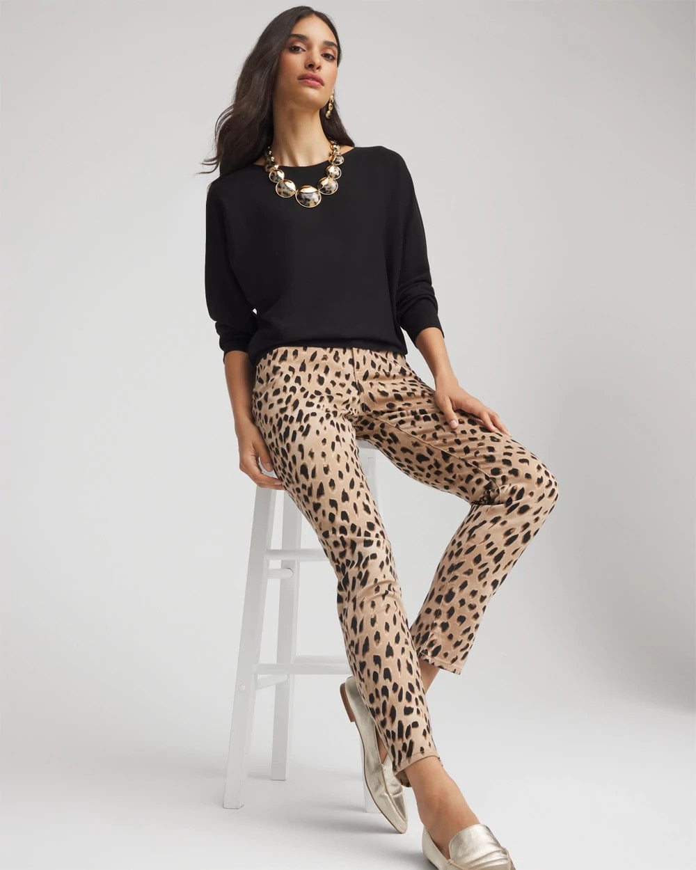 Chico's Women | Leopard Girlfriend Slim Ankle Jeans CARAMEL APPLE