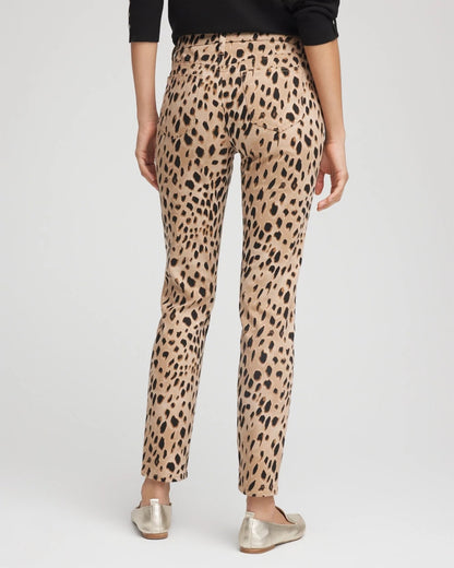 Chico's Women | Leopard Girlfriend Slim Ankle Jeans CARAMEL APPLE