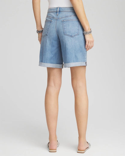 Chico's Women | Girlfriend Cuffed Swing Denim Shorts PASHMINA INDIGO