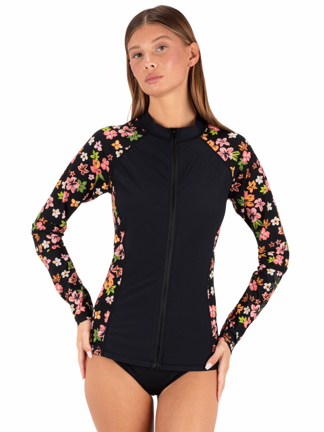 Hibiscus Dream Long Sleeve Front Zip Rashguard