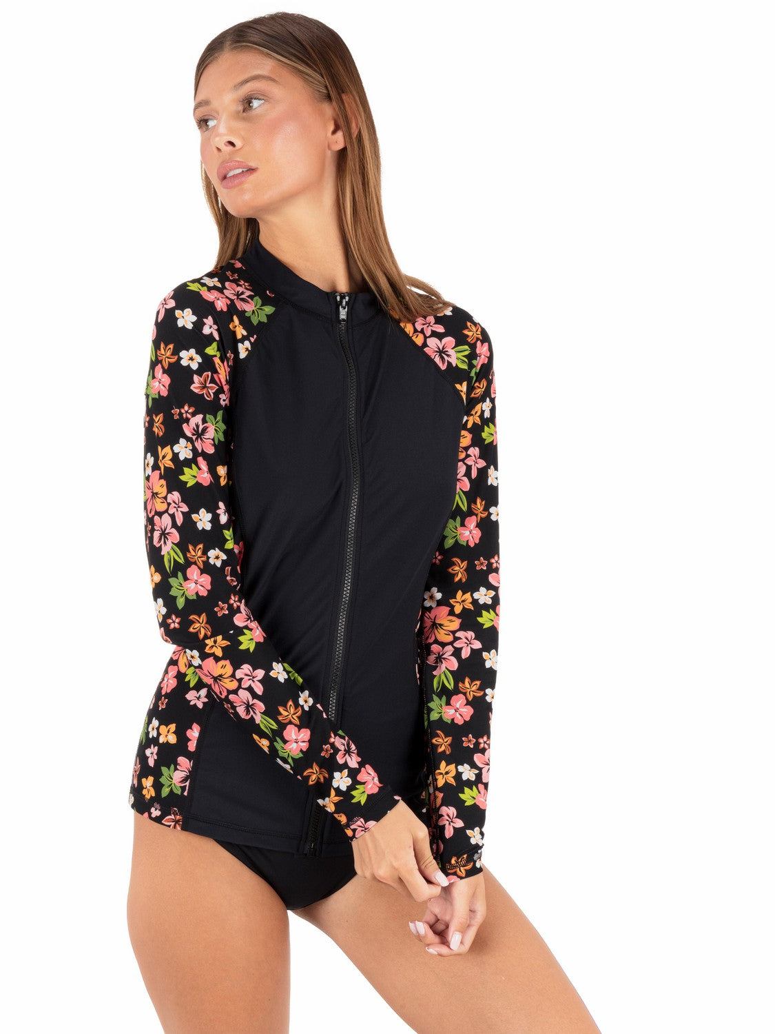 Hibiscus Dream Long Sleeve Front Zip Rashguard