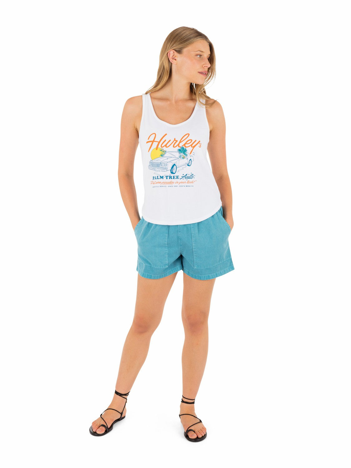 Palm Tree Auto Scoop Hem Tank