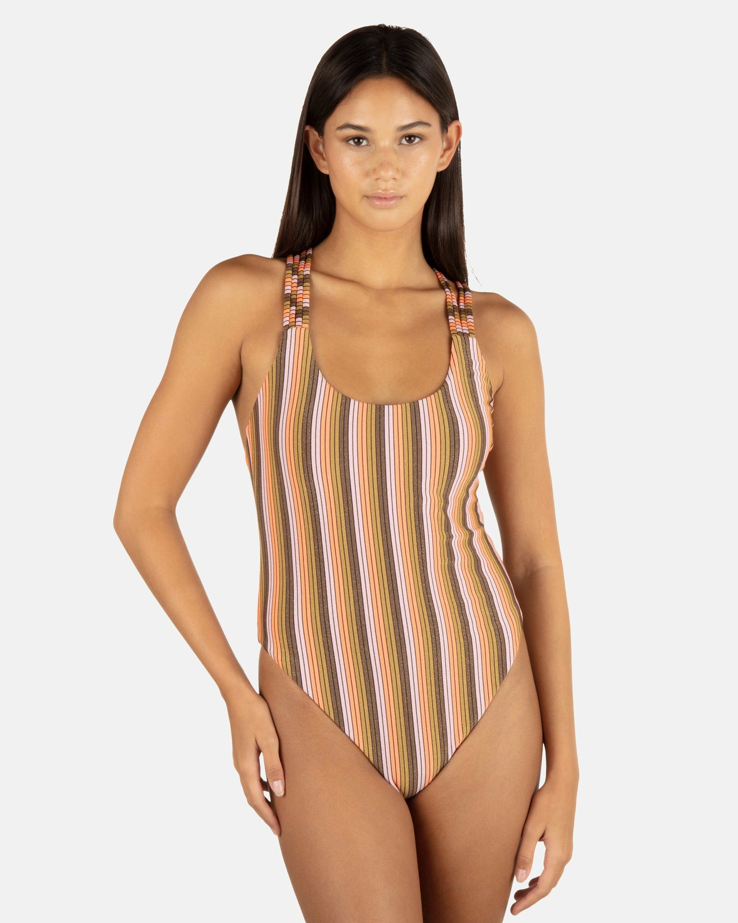 Sunset Shine Stripe Moderate Crossback One Piece
