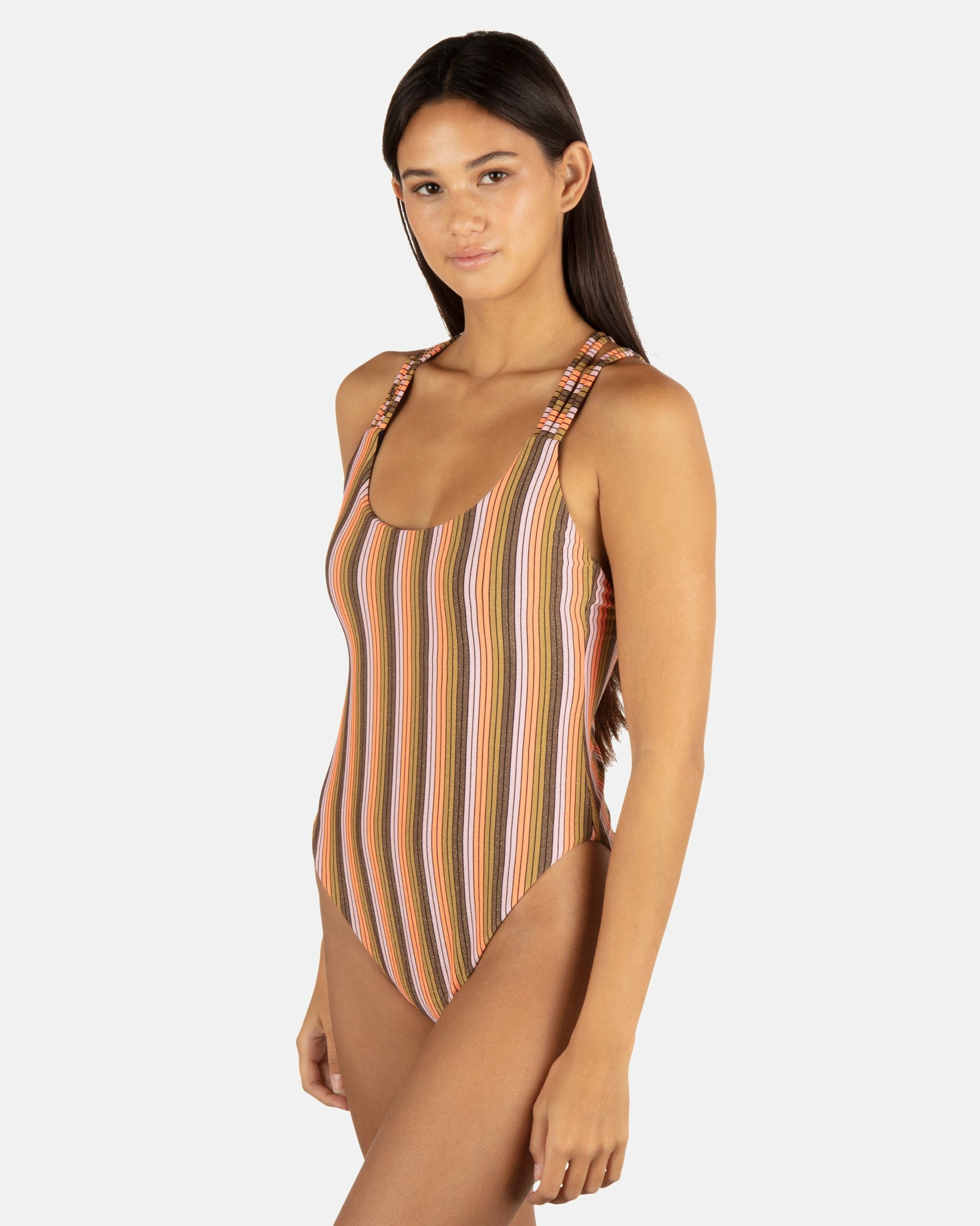 Sunset Shine Stripe Moderate Crossback One Piece