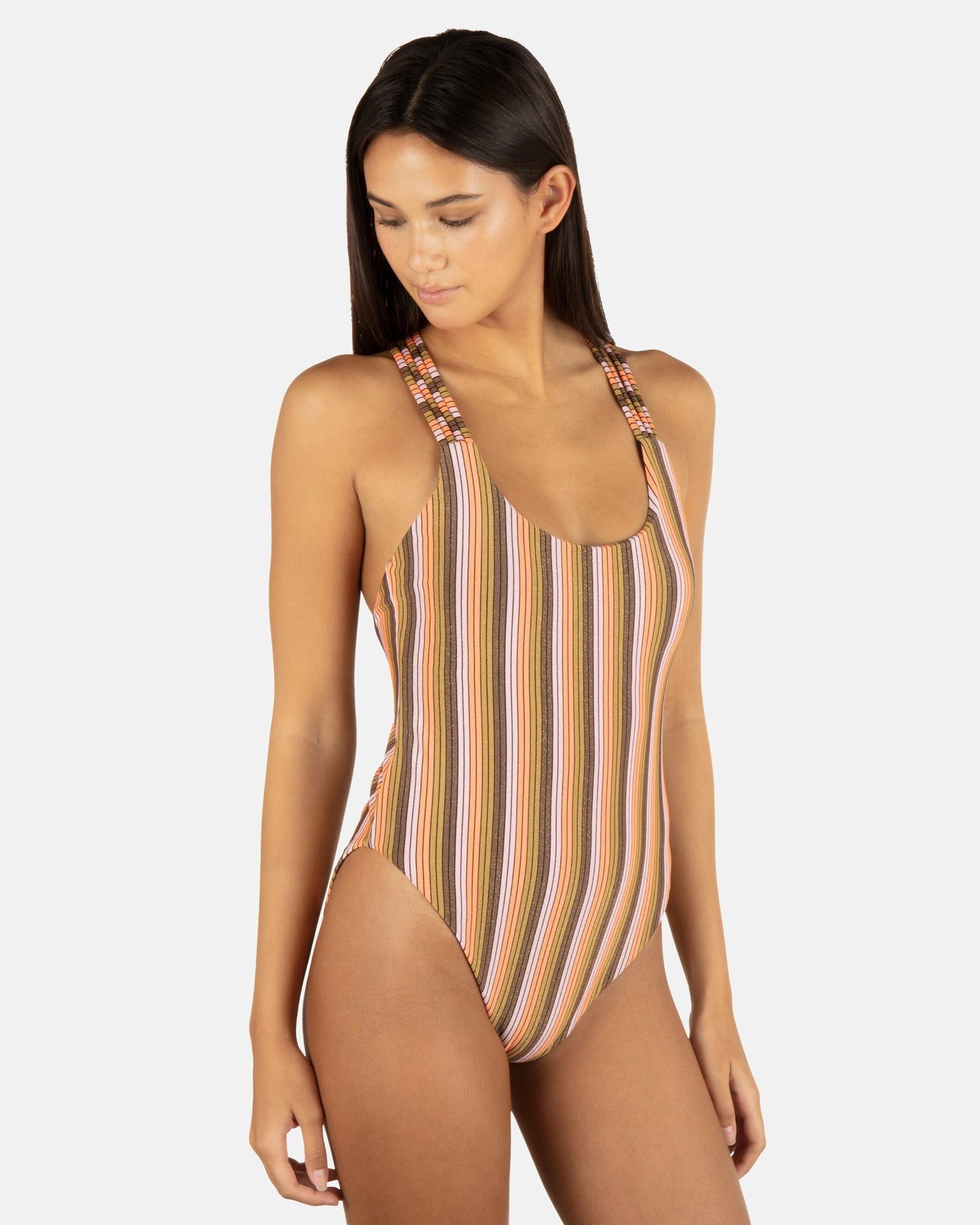 Sunset Shine Stripe Moderate Crossback One Piece