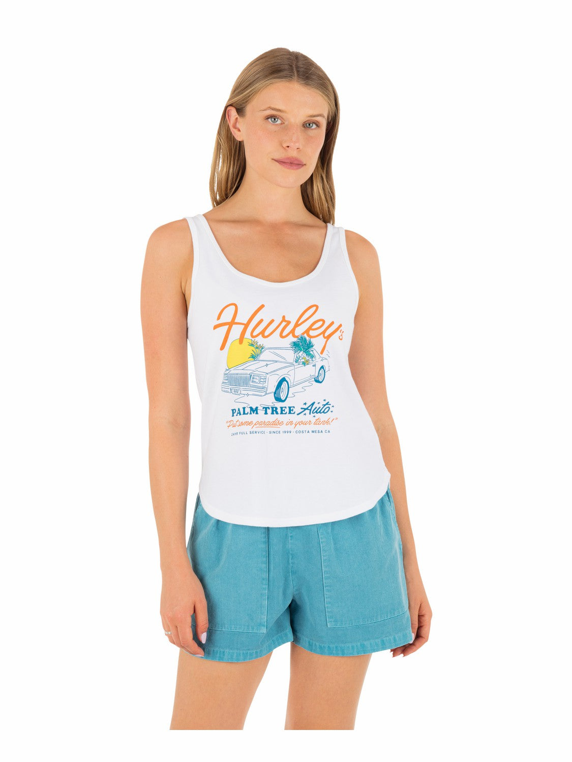 Palm Tree Auto Scoop Hem Tank