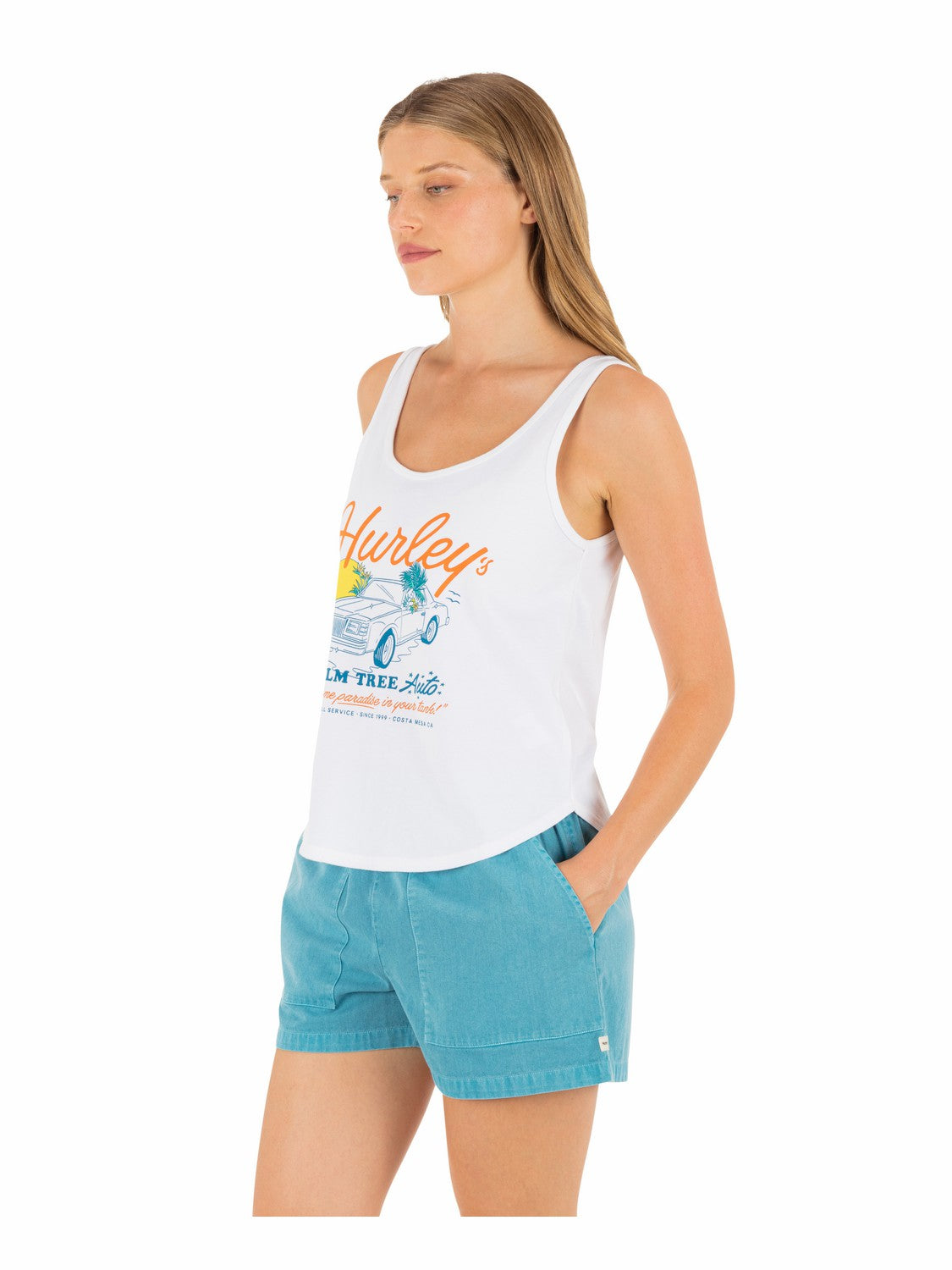 Palm Tree Auto Scoop Hem Tank